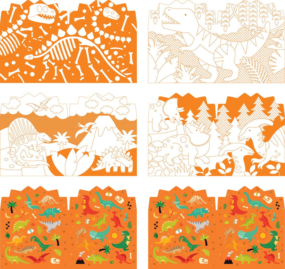 Coloring Book With Stickers: Dinosaurs
