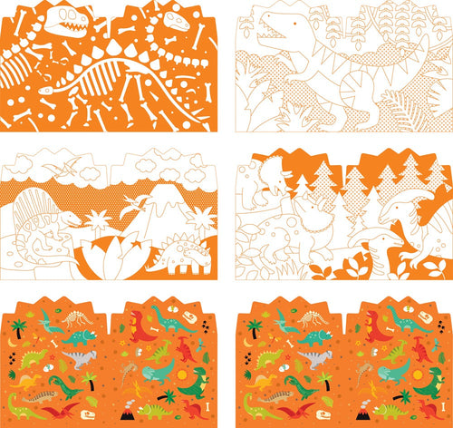 Coloring Book With Stickers: Dinosaurs