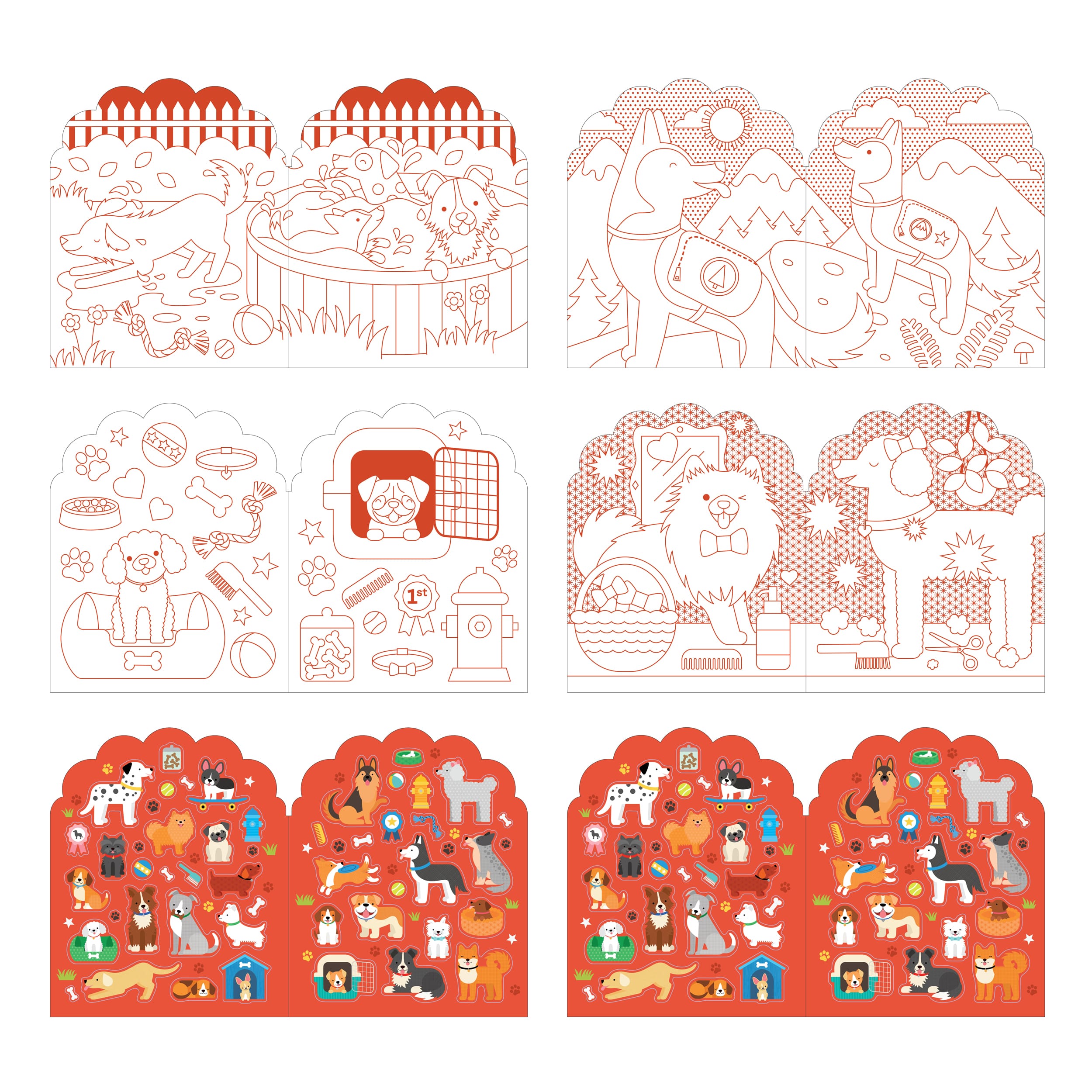 Dogs Coloring Book + Stickers