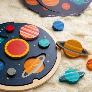 Multi-Language Solar System Wooden Tray Puzzle