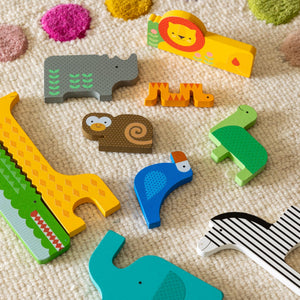 Wooden Puzzle + Play Shaped Safari Animals