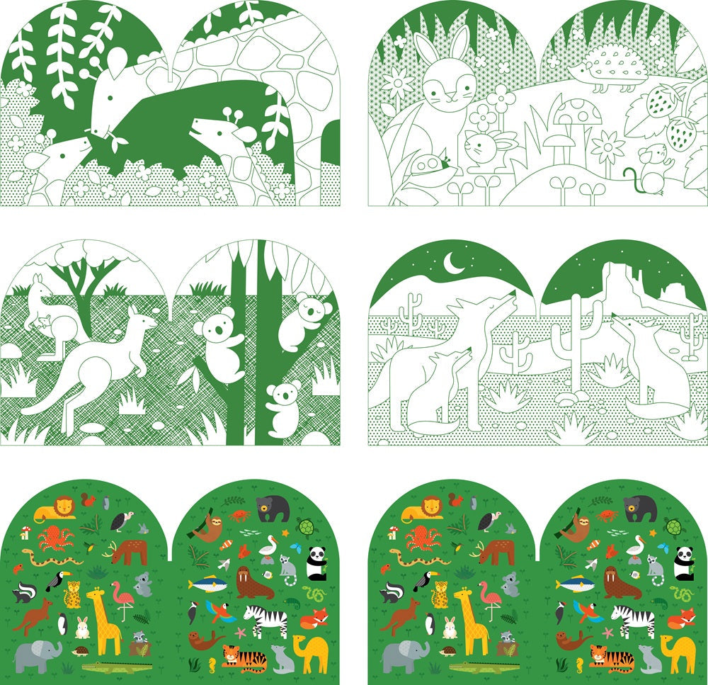 Coloring Book With Stickers: Wild World